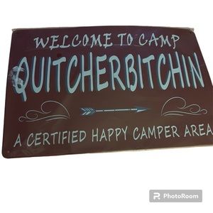 Area camper metal sign